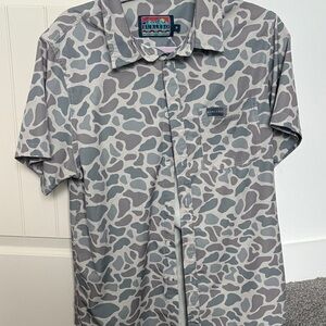 BURLEBO Men's Gray Patterned Button Down Shirt